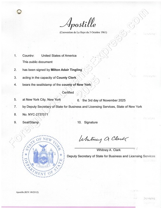 New York apostille Hague apostille from New York
